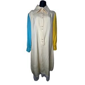 Vintage BH Wragge 60s Multicolor Colorblock Shift Dress Collared Size Medium